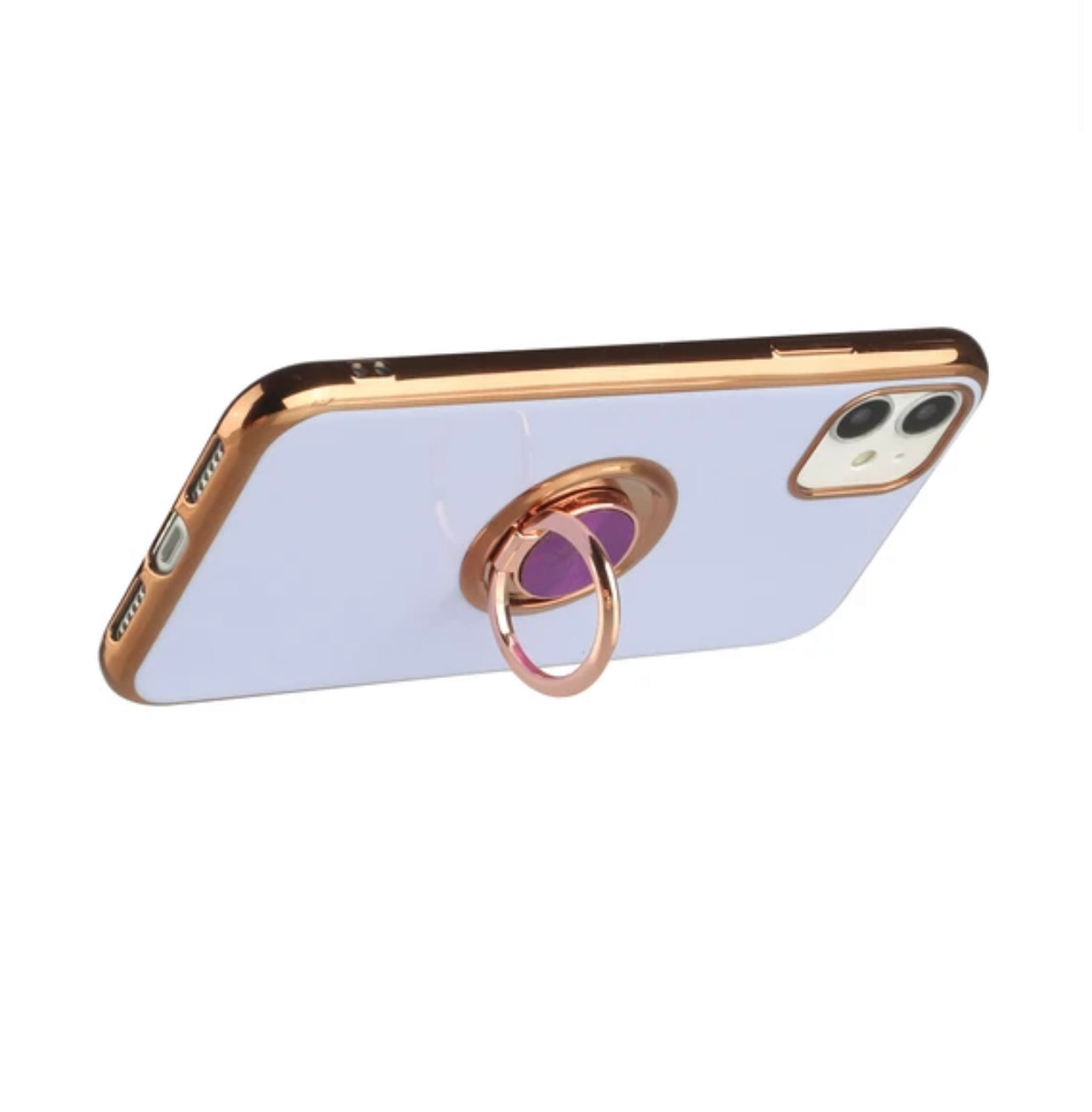 Metal Ring Stand Case, Light Purple For iPhone 12