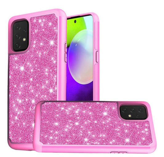 Samsung Galaxy A52 5G Bling Hybrid Case- Hot Pink
