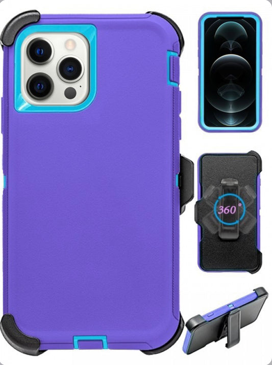 Heavy Duty Shockproof Case for iPhone 13 Pro Max-Purple/Teal