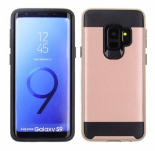 Samsung Galaxy S9 - Hot Pink Metallic Cover With Black TPU Skin Slim Cellphone Case