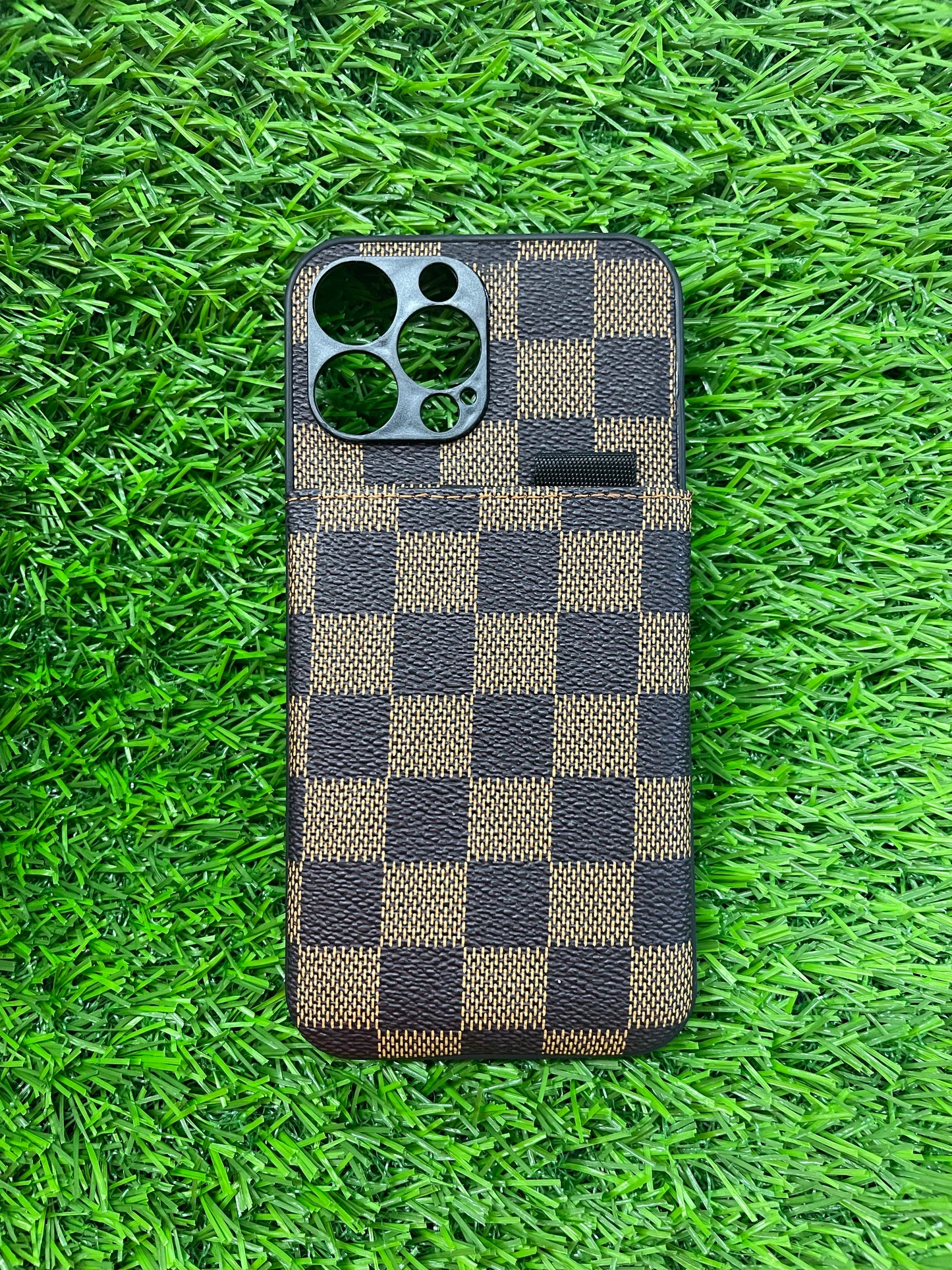 iPhone 13 Pro Max Checkered Card Holder Case