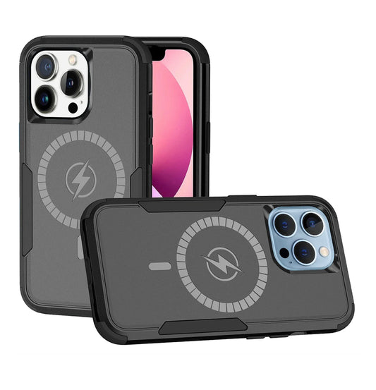 iPhone 13 6.1 MegSafe Compatible Tough ShockProof Hybrid Case Cover - Black