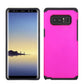 SAMSUNG GALAXY NOTE 8 - SOLID HOT PINK HONEY LEATHER BACK COVER ON BLACK TPU SKIN