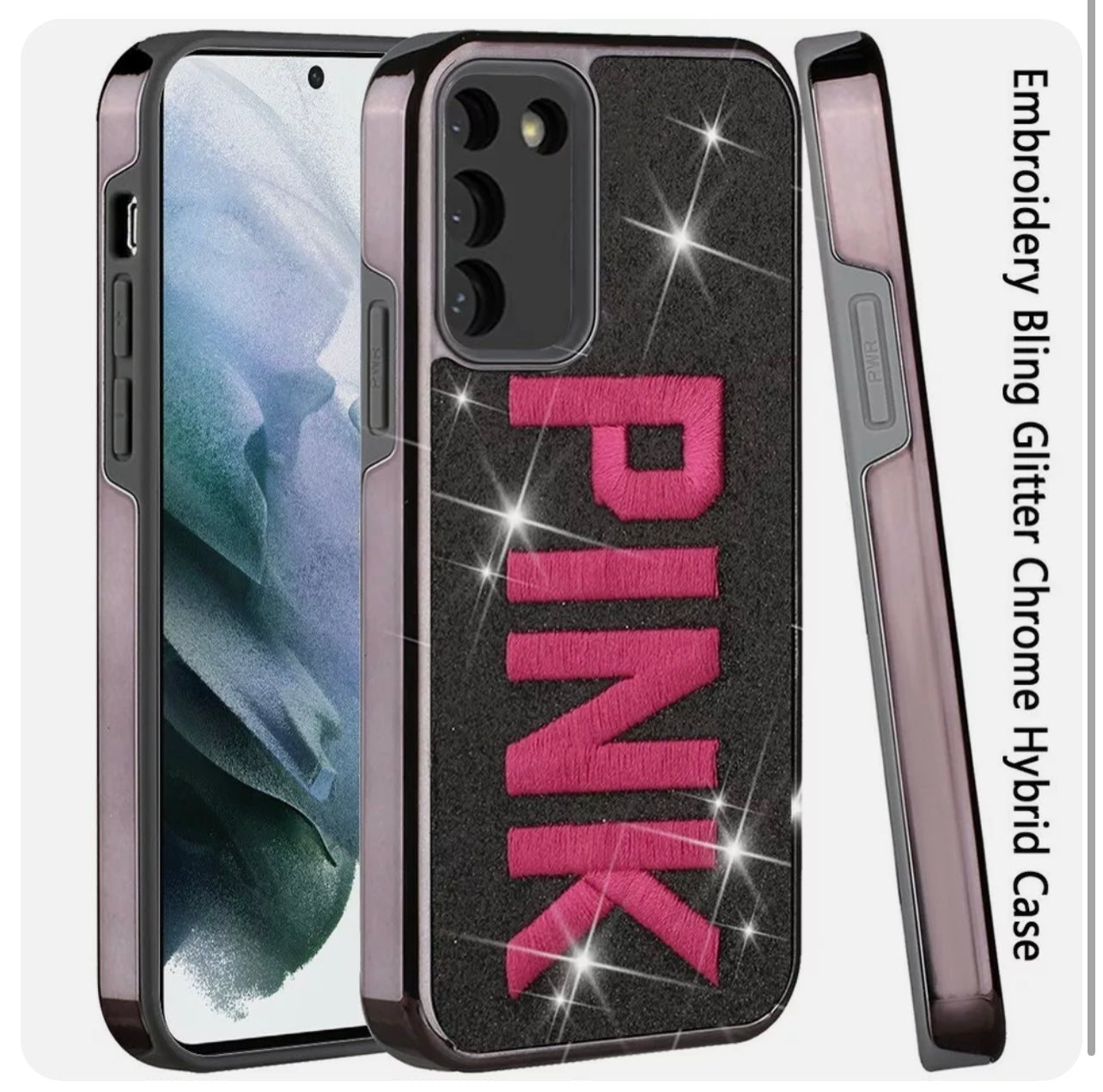Galaxy S22 Bling Glitter Chrome Hybrid Case Cover