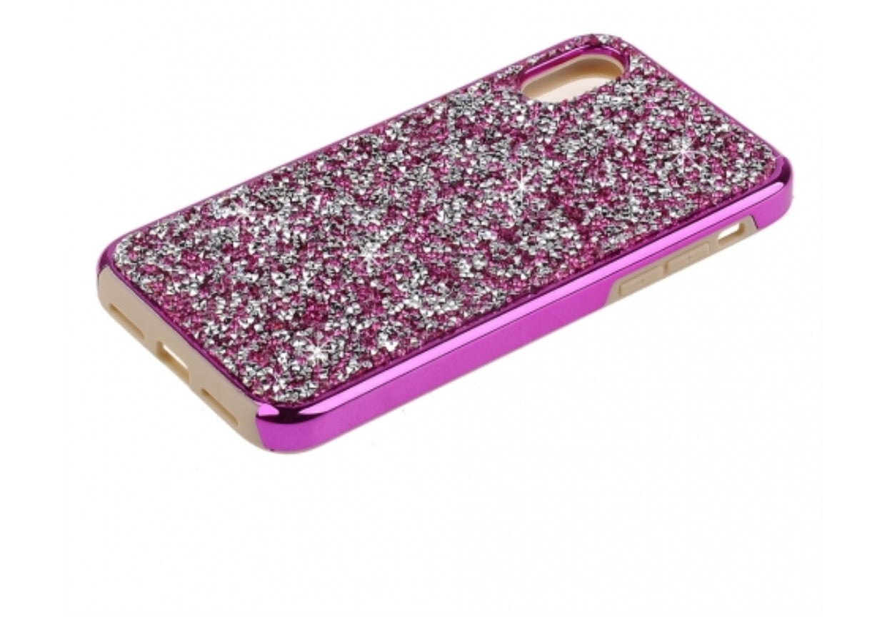 PHONE X/XS - HOT PINK ROCK CRYSTAL STUDDED BLING CASE