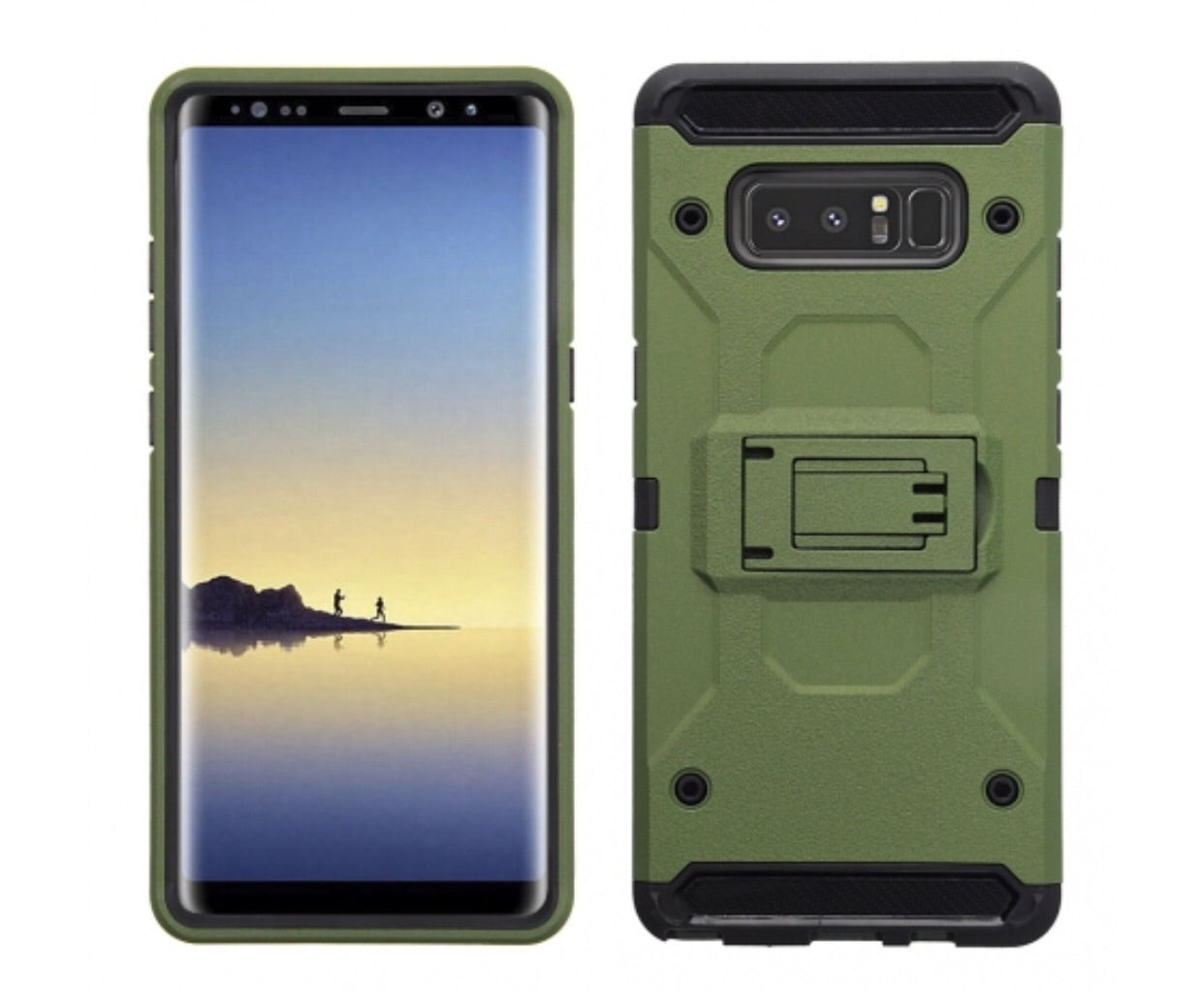 Samsung Galaxy Note 8 - Army Green Colored Horizontal Hard Back Kickstand Case