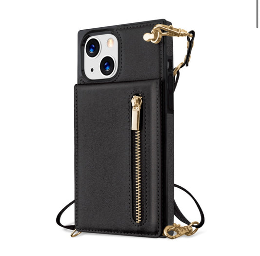 Suspend Wallet Cover (with Lanyard) for Apple iPhone 13 (6.1) - Black