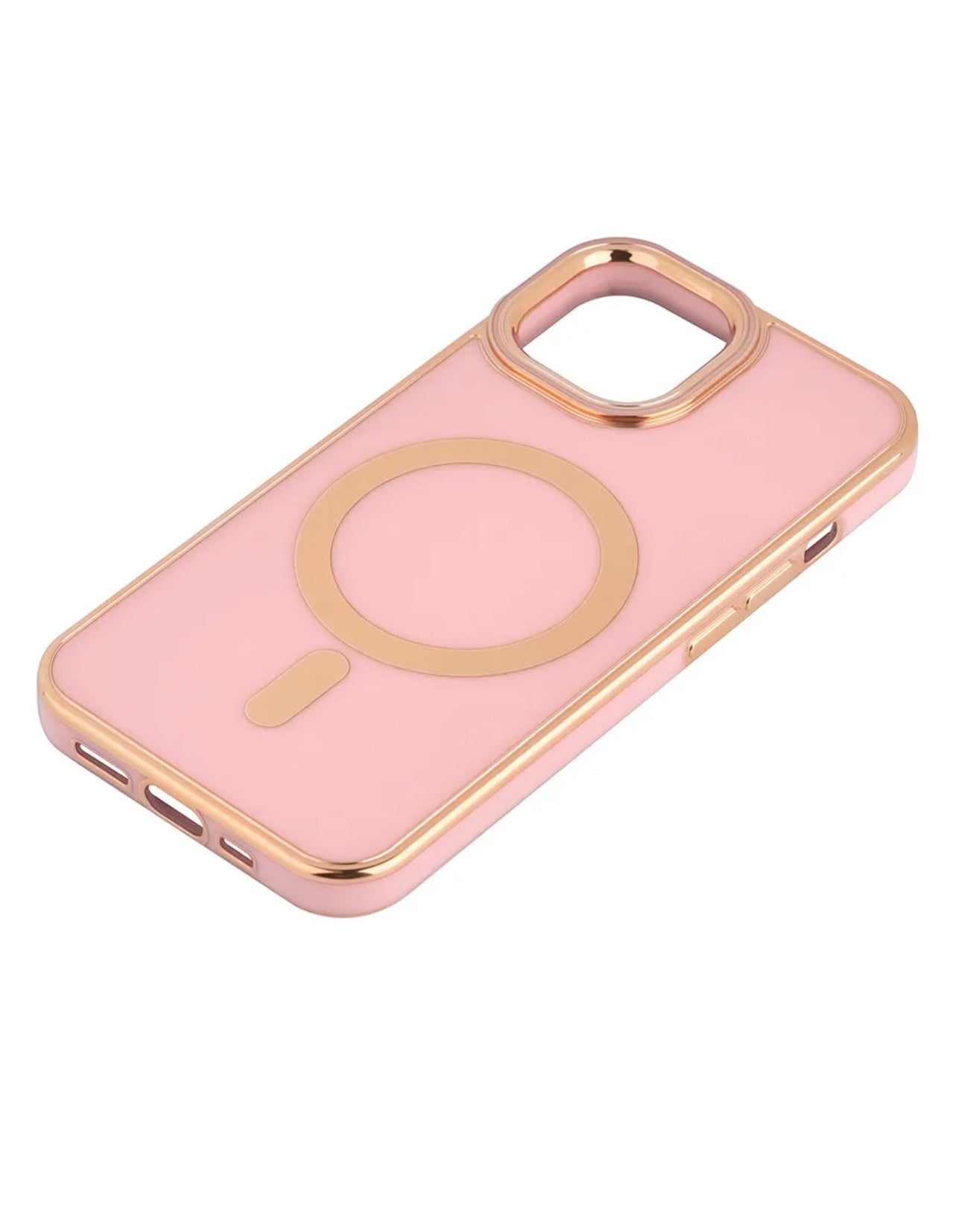 For Apple iPhone 14 TPU Impact Rugged MagSafe Cover Case w/Gold Bumper