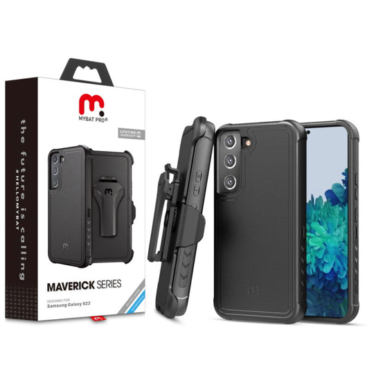 Maverick Series Case with Holster for Samsung Galaxy S22 - Black / Black