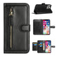 iPhone 14 PRO MAX 6.7" Premium Wallet MultiCard Holder Money Zipper With Magnetic Flap - Black