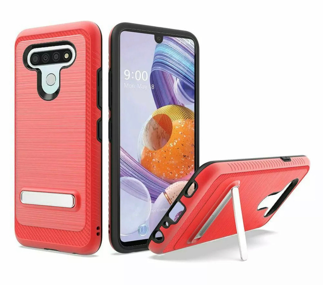 LG Stylo 6 Brushed Kickstand Case- Red