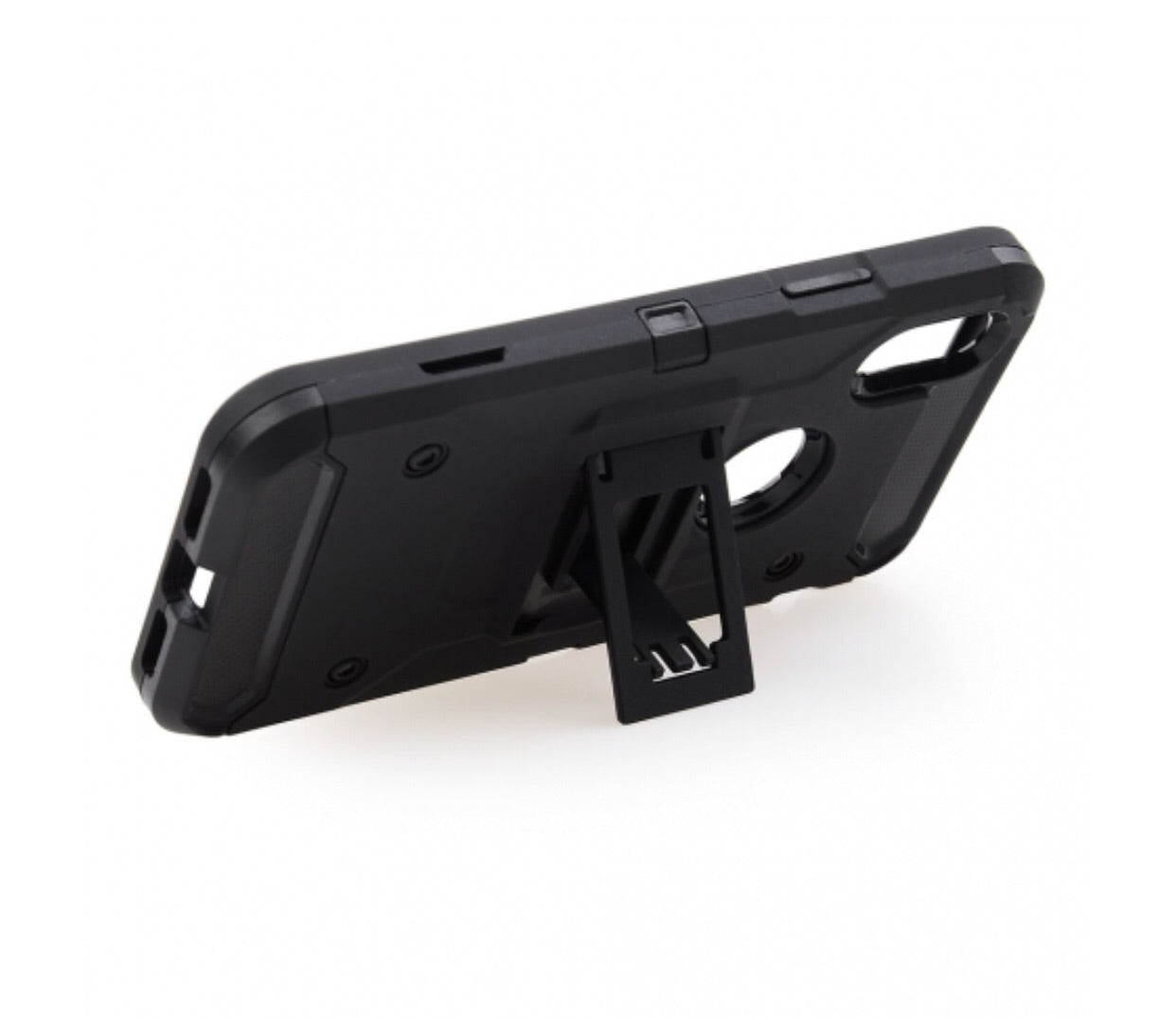 IPHONE X - BLACK COLORED HORIZONTAL HARD BACK KICKSTAND CASE