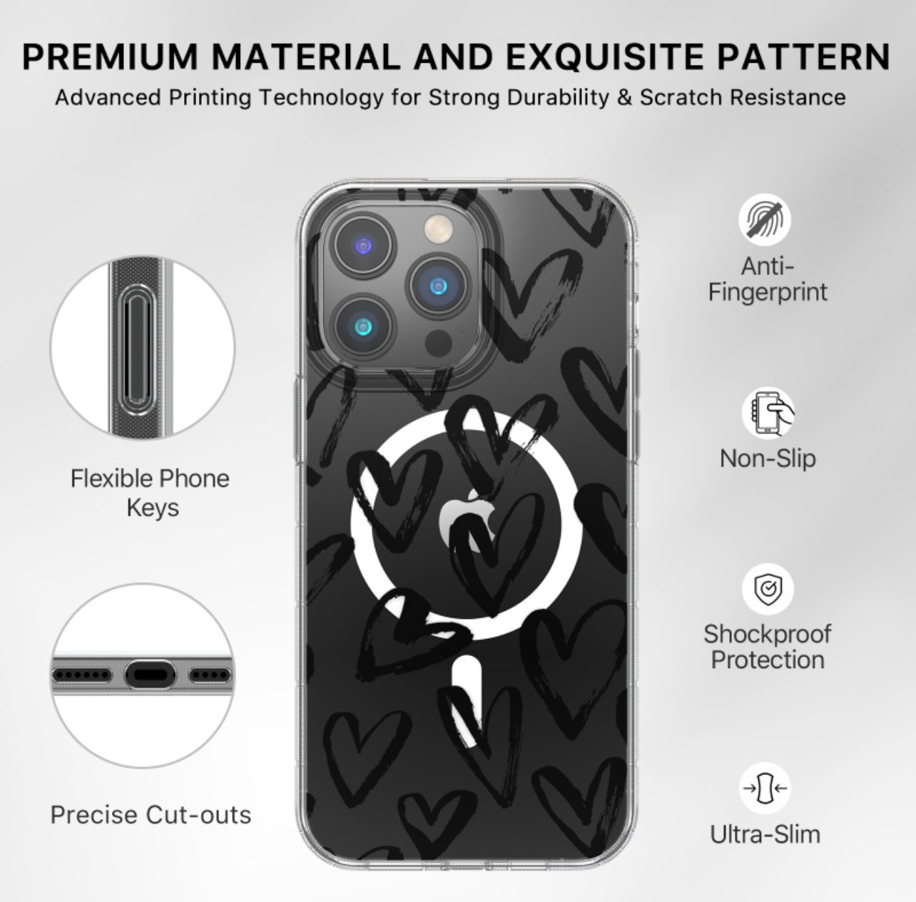 MyBat Pro Mood Series MagSafe Case for Apple iPhone 14 Pro (6.1) - Black Hearts