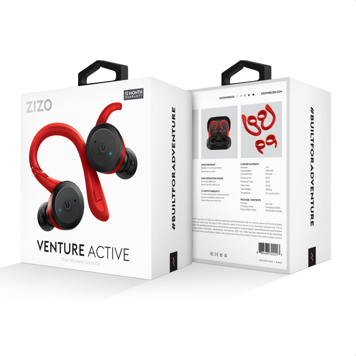ZIZO VENTURE ACTIVE TRUE WIRELESS EARBUDS WITH CHARGING CASE