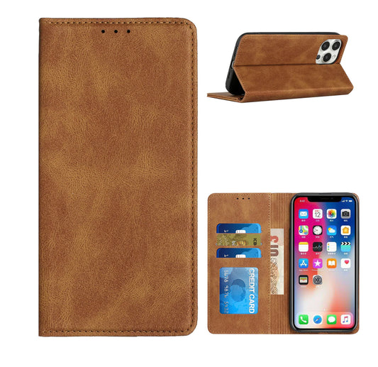 iPhone 14 PRO MAX 6.7" Wallet Premium PU Vegan Leather ID Card Money Holder with Magnetic Closure