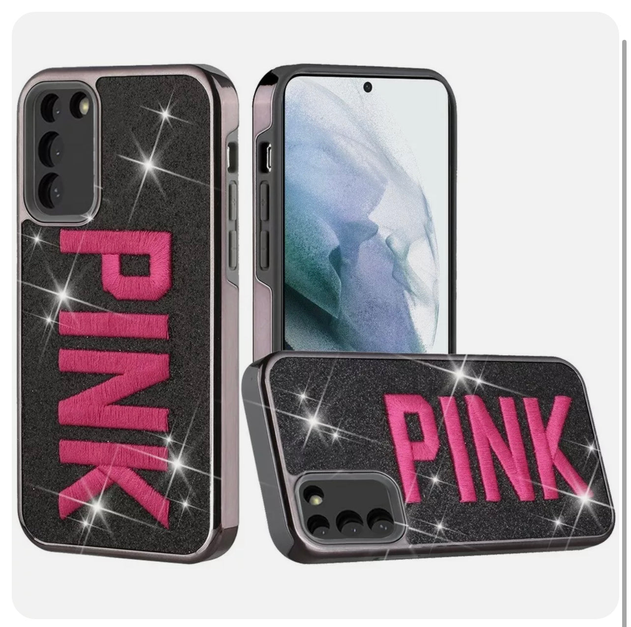 Galaxy S22 Bling Glitter Chrome Hybrid Case Cover