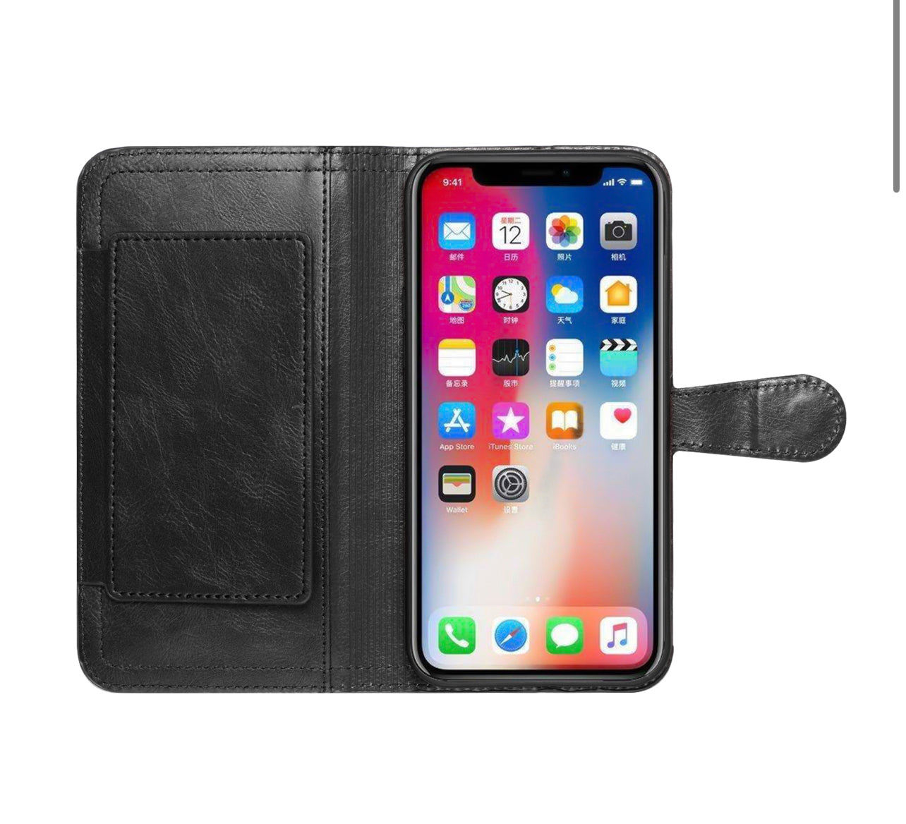 iPhone 14 6.1" Premium Wallet MultiCard Holder Money Zipper With Magnetic Flap - Black