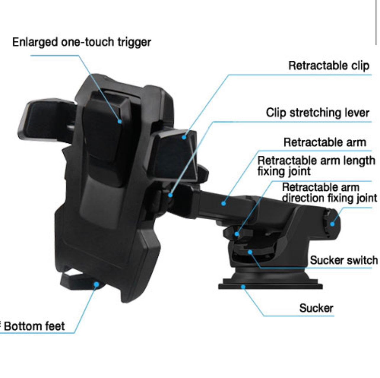 Airium Universal Mobile Phone Retractable Car Holder - Black