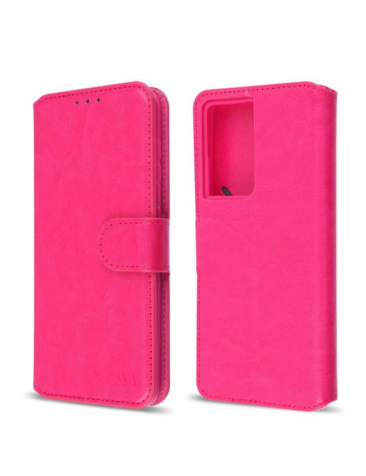 SAMSUNG GALAXY S21 ULTRA (6.8) - MYBAT MYJACKET ELEMENT SERIES WALLET CASE - HOT PINK